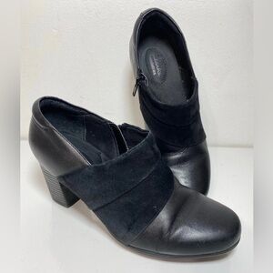 CLARKS BENDABLES COMFORT BLACK LEATHER SHOES SZ US‎ 9M